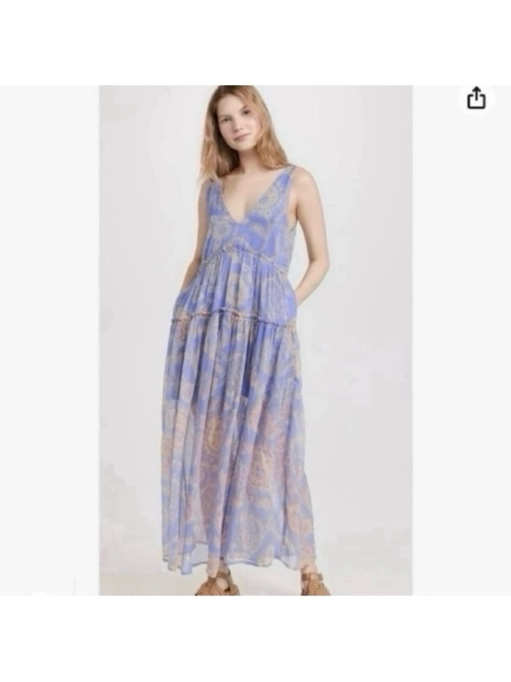 Free People Boho ruffle floral festival western flowy tiered Juliana maxi dress